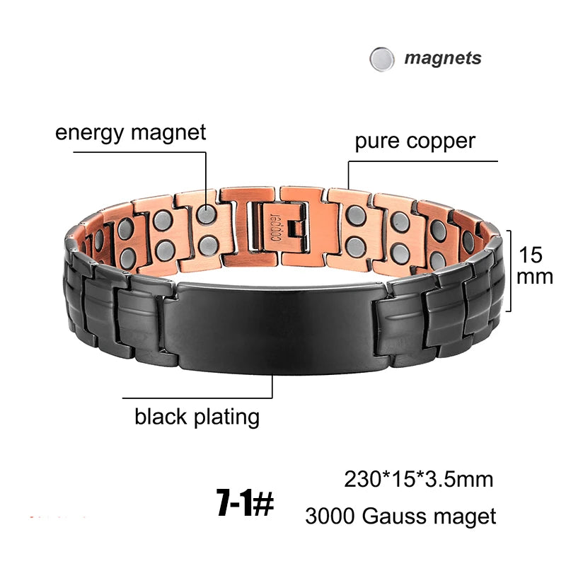 Men Magnetic Health Bracelet Pure Copper Power Energy Bracelet For Men Blood Pressure Magnets Bangles