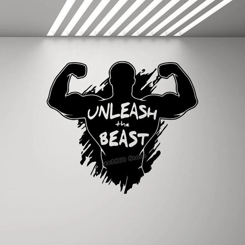 Unleash The Beast Gym Wall Decal Beast Mode Sign Motivational Quote