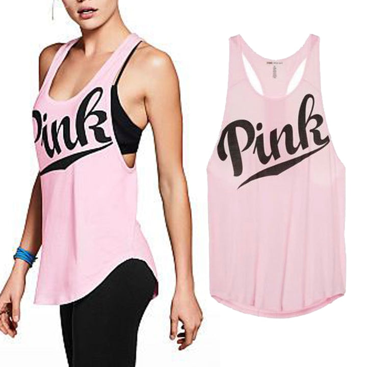 New Pink Women Yoga Vest Fitness Stretch Workout Sleeveless Tank