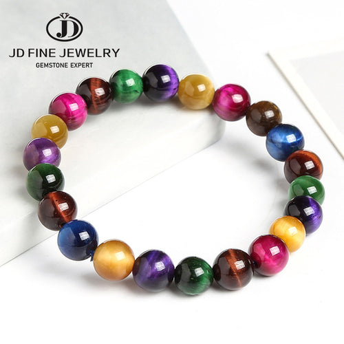 JD High Quality Blue Tiger Eye Buddha Bracelets Natural Stone Round