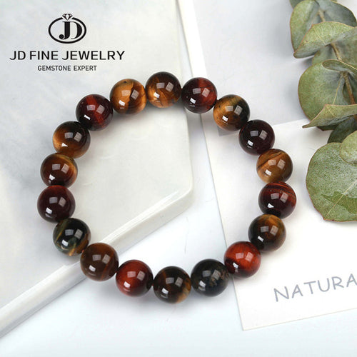 JD High Quality Blue Tiger Eye Buddha Bracelets Natural Stone Round