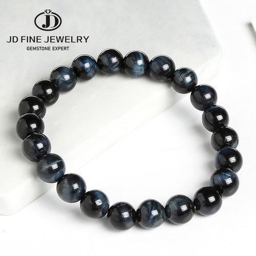 JD High Quality Blue Tiger Eye Buddha Bracelets Natural Stone Round