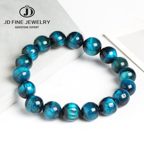 JD High Quality Blue Tiger Eye Buddha Bracelets Natural Stone Round