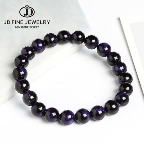 JD High Quality Blue Tiger Eye Buddha Bracelets Natural Stone Round