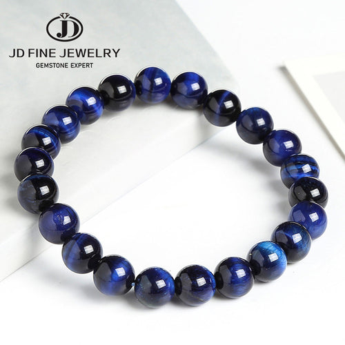 JD High Quality Blue Tiger Eye Buddha Bracelets Natural Stone Round