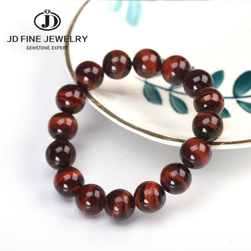 JD High Quality Blue Tiger Eye Buddha Bracelets Natural Stone Round