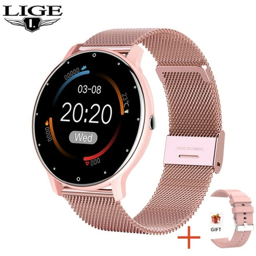 LIGE 2021 Smart watch Ladies Full touch Screen Sports Fitness watch