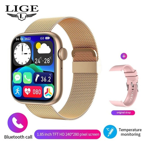 LIGE Smart Watch For Women Full Touch Screen Bluetooth Call Waterproof