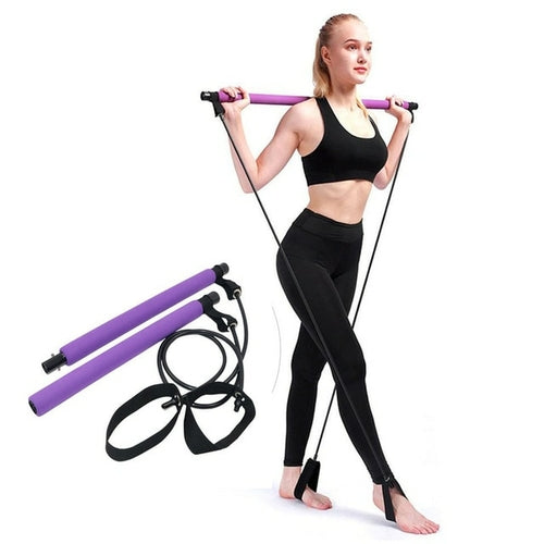 New Fitness Yoga Pilates Bar Stick Crossfit Resistance Bands Trainer