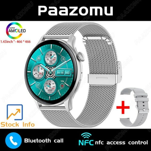 New Smart Watch Women 466*466 AMOLED Screen Always Display Time NFC