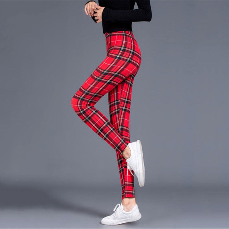 Plaid Leggings Women Sexy Pants Push Up Leggings Fashion Fitness