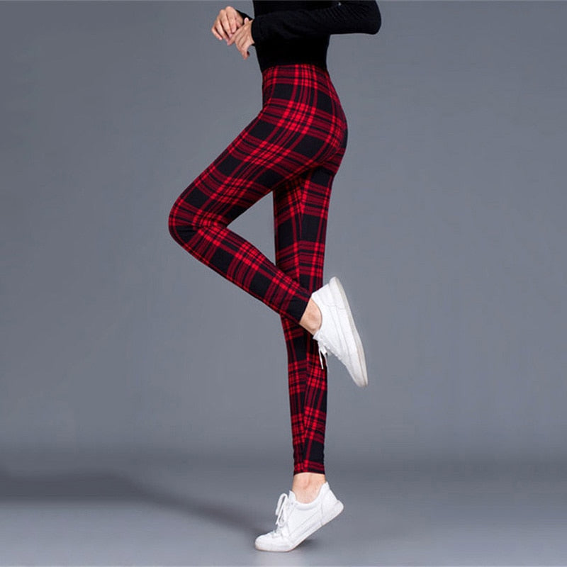 Plaid Leggings Women Sexy Pants Push Up Leggings Fashion Fitness