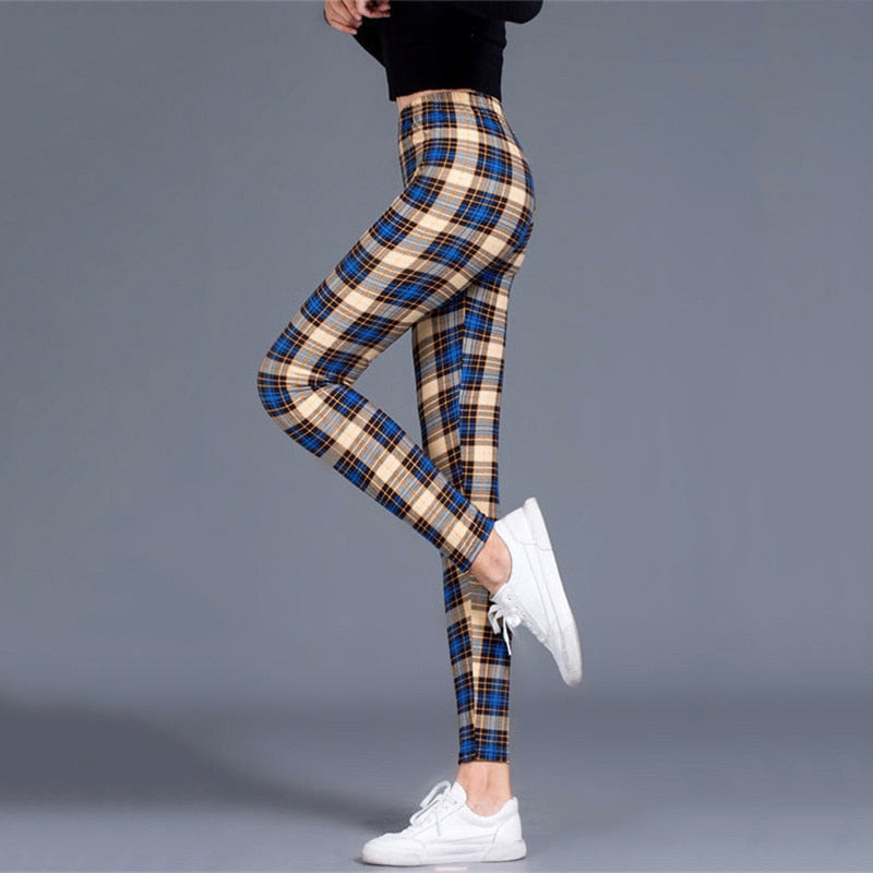 Plaid Leggings Women Sexy Pants Push Up Leggings Fashion Fitness