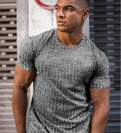 Running V Neck Short Sleeve T Shirt Men Fitness Slim Fit Sports Strips