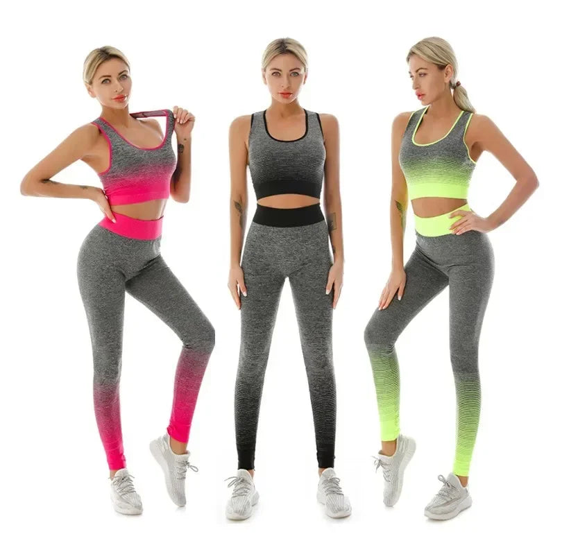 2 Piece Sets Womens Outfits Yoga Set Elastic Gradual Changing Sports