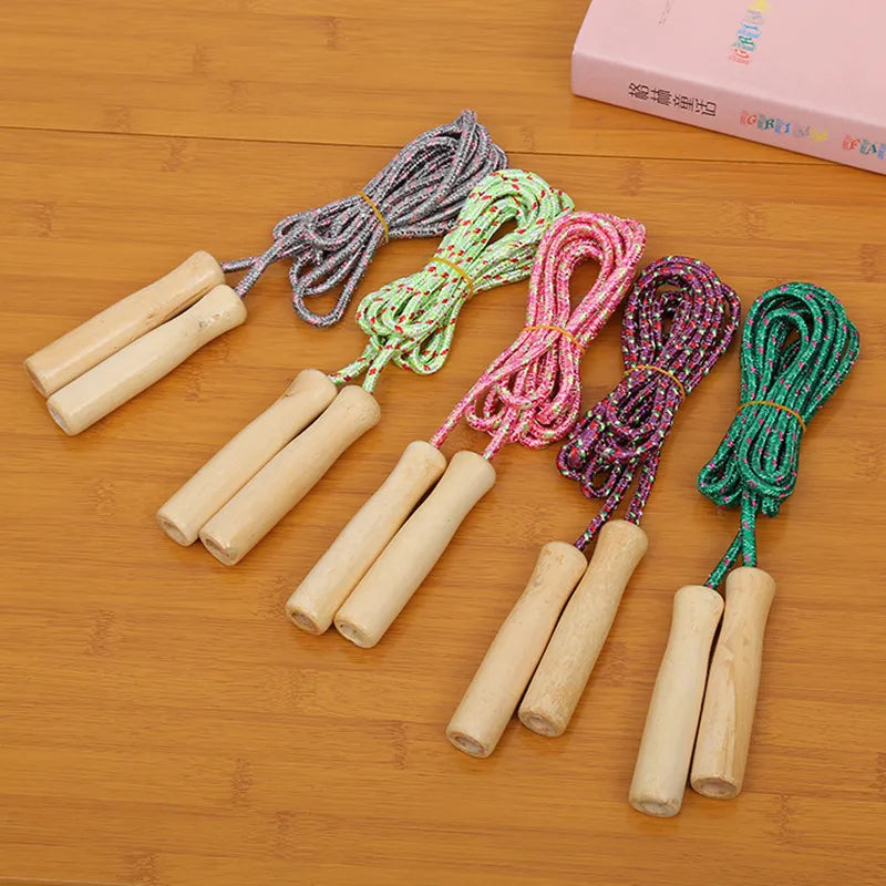 1 Pcs Wooden Handle Skipping Rope Color Random Gym Fitness Equipment