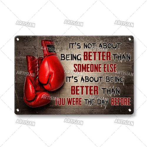 Artisian Sport Metal Sign Boxing Tin Poster Retro Decorative Plate Gym