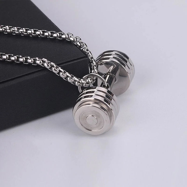 Titanium Steel Dumbbell Pendant Fitness Equipment Barbell Necklace Domineering Muscle Men's Fitness Leisure Sports Jewellery Gift