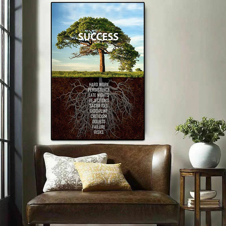 Big Tree Success Motivational Quotes Posters Wall Art Canvas Painting Inspirational Picture Print for Living Room Home Decor