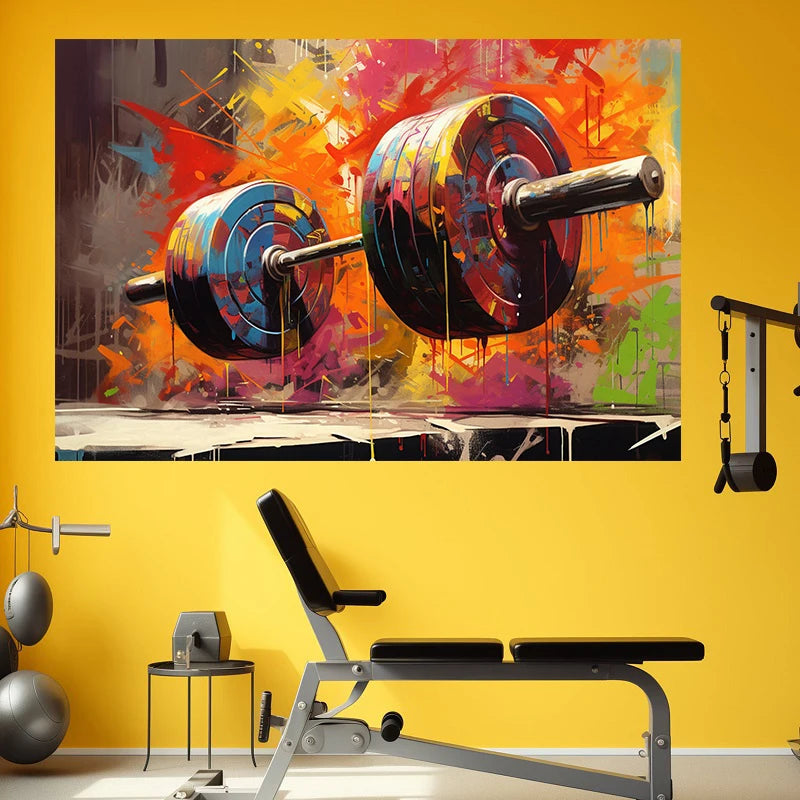 Graffiti Barbell Canvas Painting Print Sport Motivational Wall Art Fitness Gym Decor Bodybuilding Poster Weightlifter Gift