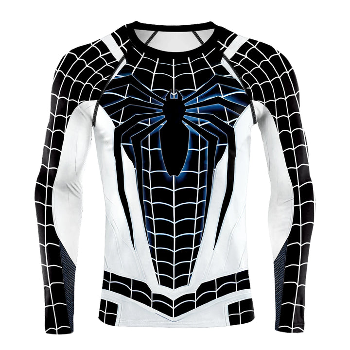 Compression Shirts for Men Long Sleeve Comics Spider Cosplay T-Shirt Superhero Top Elastic Fitness Sportwear Halloween Clothes