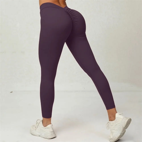 Fitness Back V Leggings Yoga Pants Sports High Waist Scrunch Leggings