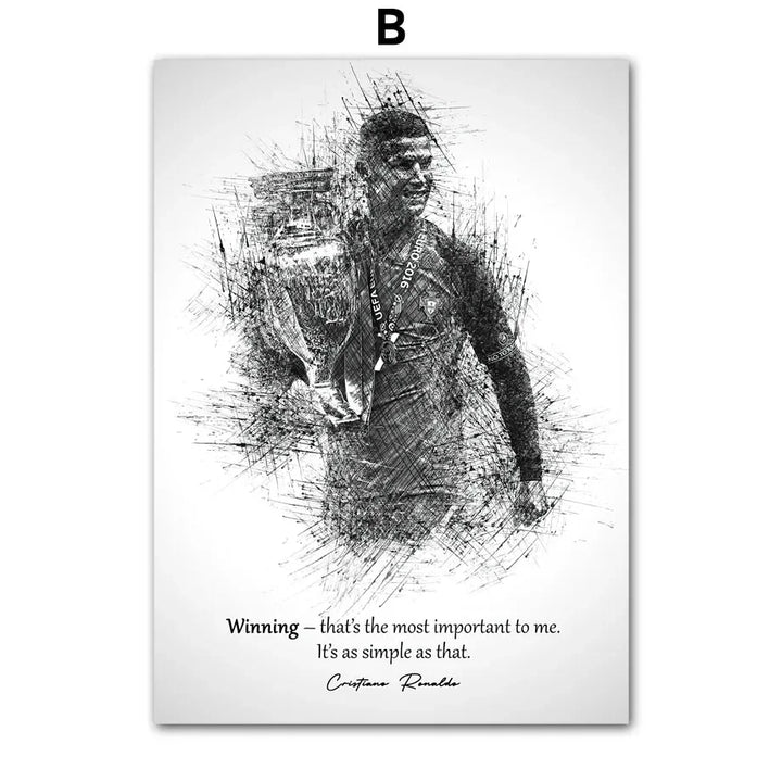 Black White Best FIFA Player Cristiano Ronaldo Nordic Posters And Prints Wall Art Canvas Painting Home Decoration Pictures Club