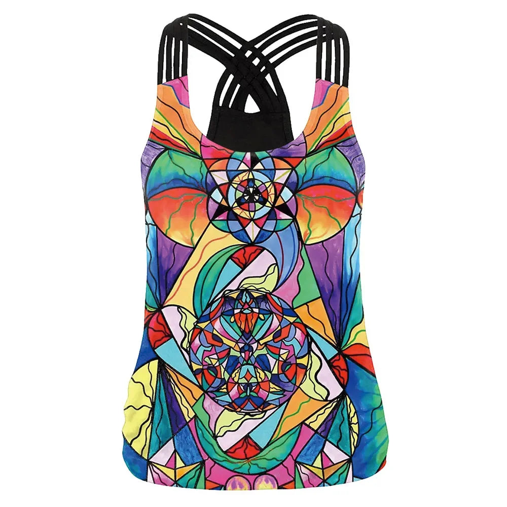 Summer Women Sport Vest 3D Print Yoga Shirt Running Fitness Quick Dry