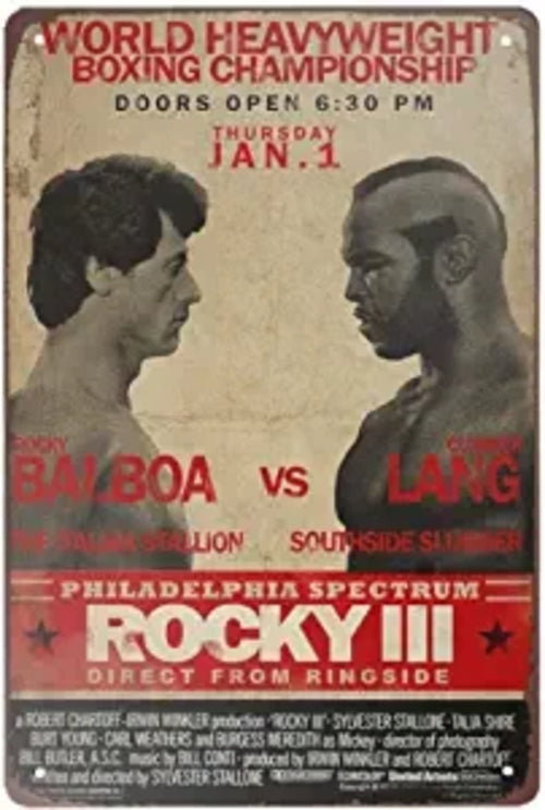 Vintage Poster Metal Sign  Rocky Balboa Metal Tin Sign Wall Decor 8X12