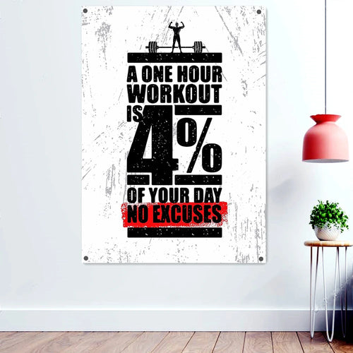 NO PAIN NO GAIN Success Inspirational Poster Wall Hanging Flag Mural