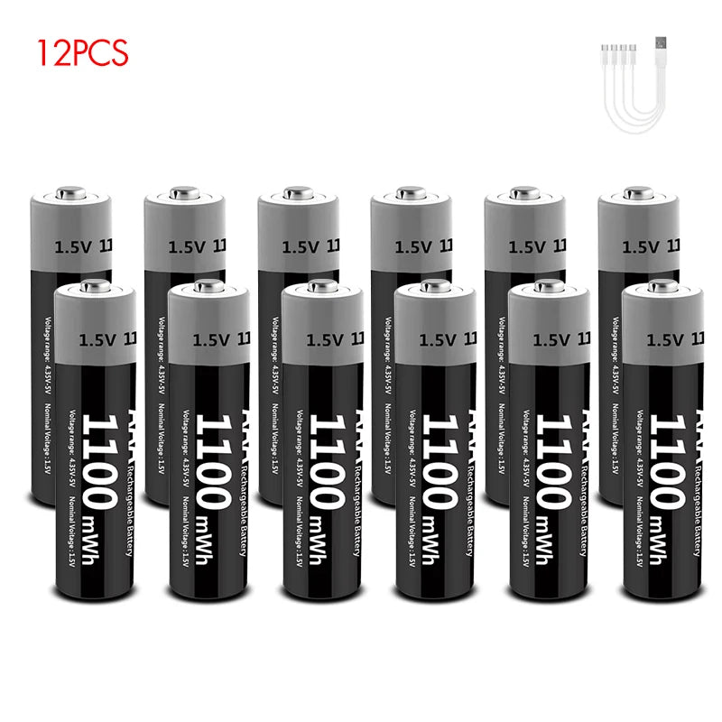 MATOV Li-ion AAA and AA Rechargeable Batteries USB Lithium-ion 3400mWh 1.5V AA Rechargeable Batteries+1100mWh 1.5V AAA Battery