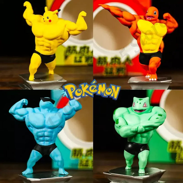 Pokemon Anime Action Figure Pikachu Charmande Cosplay Muscle Man Squirtle Psyduck PVC Toys Mini Model Doll Kids Birthday Gift