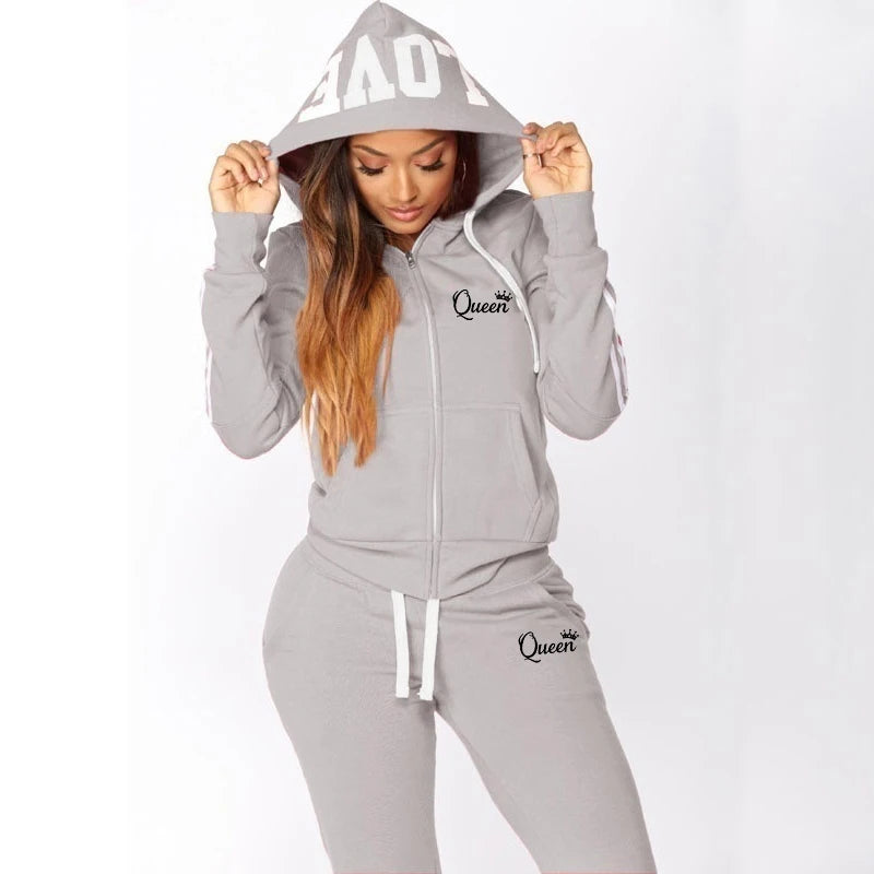 Hot Women's Fashion Tracksuit Striped Hoodies and Jogger Pants Ladies Daily Casual Clothes