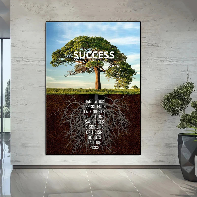 Big Tree Success Motivational Quotes Posters Wall Art Canvas Painting Inspirational Picture Print for Living Room Home Decor