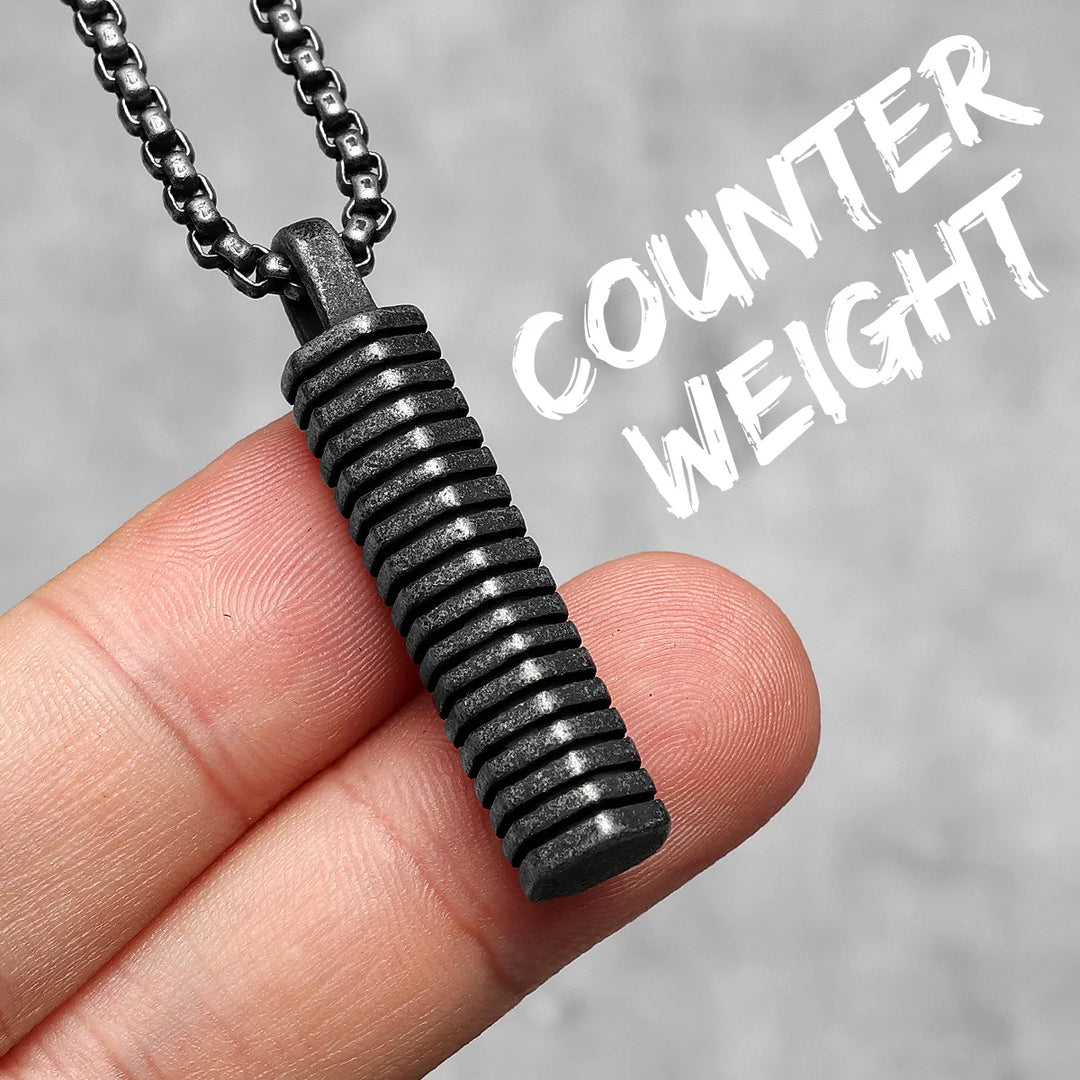 Dumbbell Men Necklaces 316L Stainless Steel Go Fit Pendant Fitness Muscles Bodybuilding Chain Punk Rock for Rider Jewellery Gift