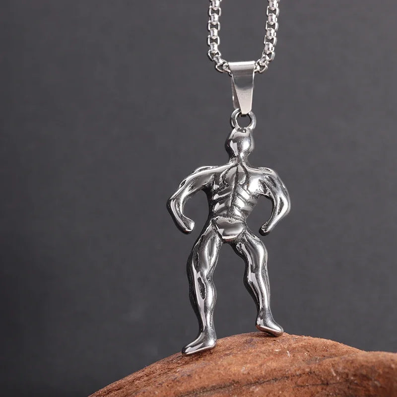 Bodybuilding Arm Muscle Man Statue Pendant Men's Sports Fitness Necklace Men's Gym Leisure Pendant Accessories Jewellery