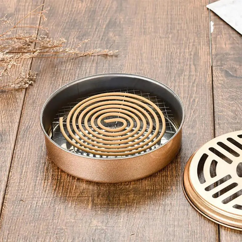 Stainless Steel Mosquito Coil Box Tray Shelf Home With Cover And Fireproof Anti-scalding Creative Incense Stove Mosquito Coil