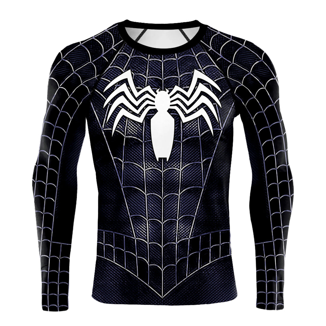 Compression Shirts for Men Long Sleeve Comics Spider Cosplay T-Shirt Superhero Top Elastic Fitness Sportwear Halloween Clothes