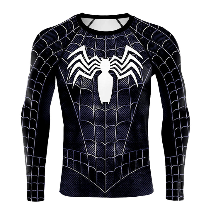 Compression Shirts for Men Long Sleeve Comics Spider Cosplay T-Shirt Superhero Top Elastic Fitness Sportwear Halloween Clothes