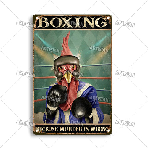 Artisian Sport Metal Sign Boxing Tin Poster Retro Decorative Plate Gym