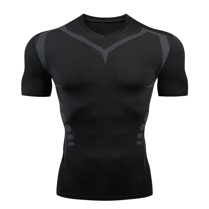 Men Short Sleeve Rash Guard Compression Shirts Quick Dry Fitness