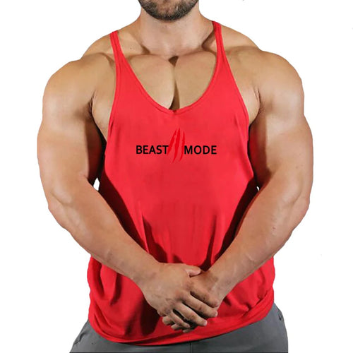 Brand Fitness Clothing Men ’s Cotton Beast Mode Letter Print Tank Top