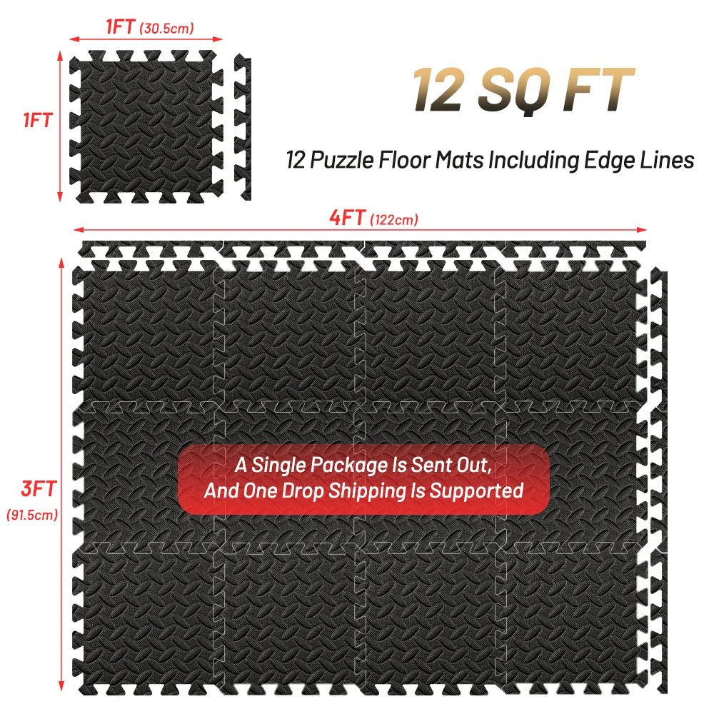 4~24Pcs Puzzle Fitness Mat, Eva Interlocking Foam Floor Tiles for Home