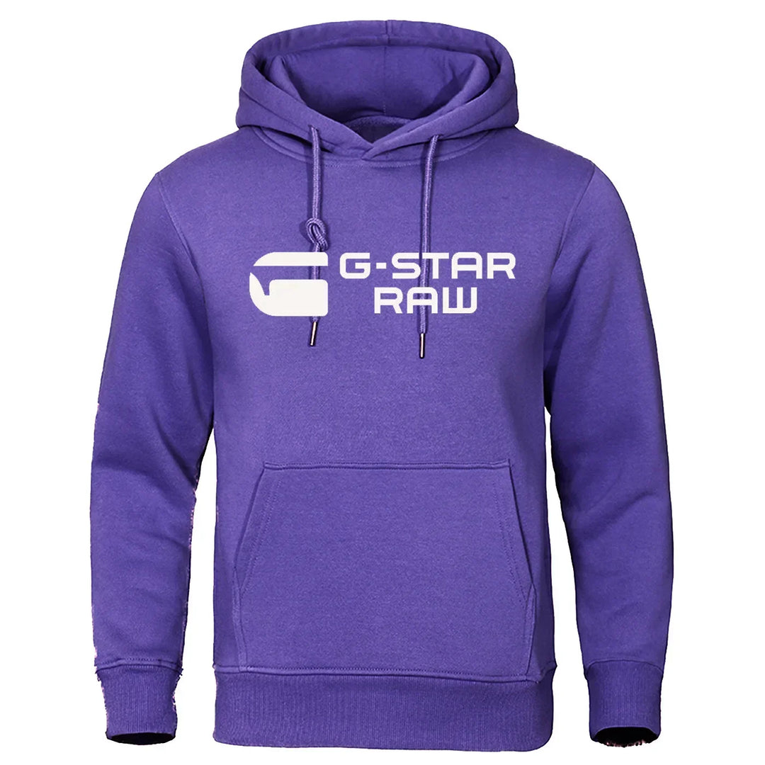 2024 New G-star RAM trendy fashion casual sportswear comfortable printed loose top pullover men's hooded sweatshirt street wear