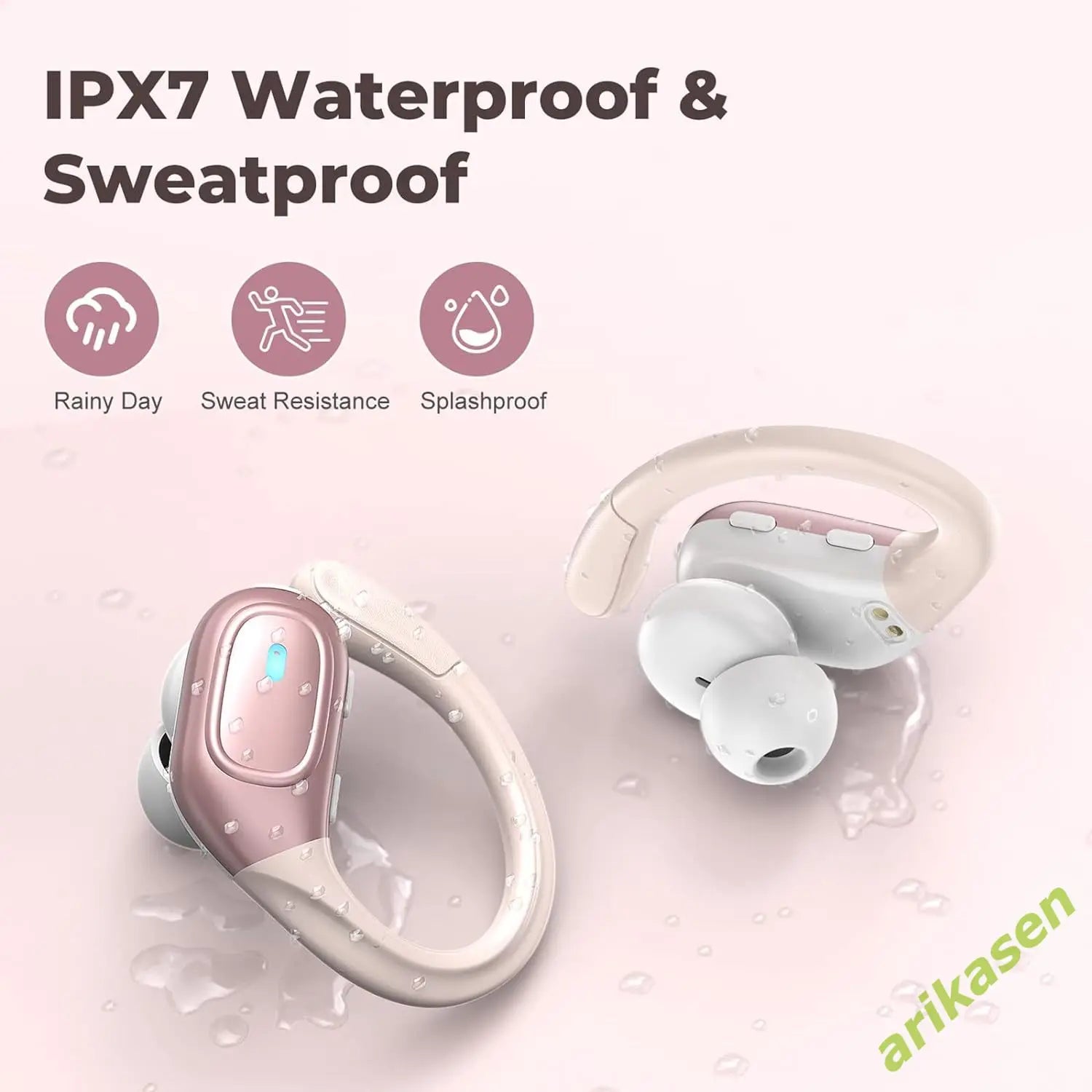 75Hrs Bluetooth 5.3 IP7 Waterproof Wireless Earbuds with ENC Noise