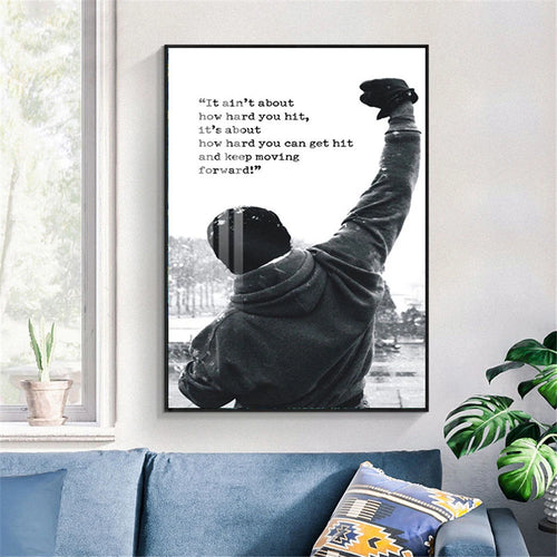 Black and White Rocky Balboa Boxing Wall Art Canvas Painting