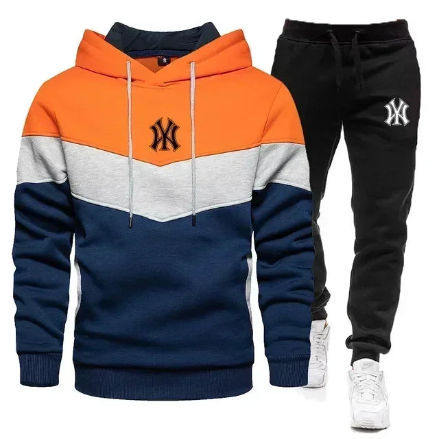 2024 New Men's Sets Spring Autumn Zipper Hoodie and Pants 2 Pieces Casual Tracksuit Male Brand Running Jogging Sportswear Suit