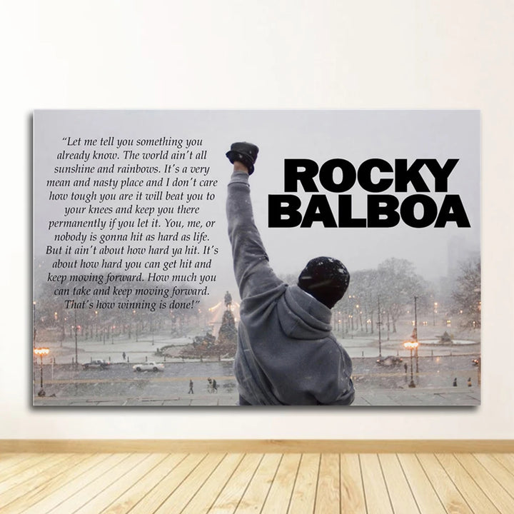 Black and White Rocky Balboa Boxing Wall Art Canvas Painting