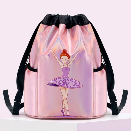 Girls Laser Shiny Ballet Dance Bags Kids Training Shoulder Gym