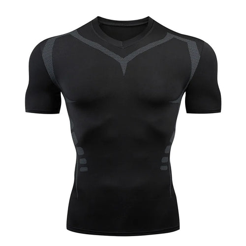 Men Short Sleeve Rash Guard Compression Shirts Quick Dry Fitness